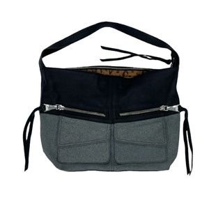 Aimee Kestenberg Road Trip Denim & Black Leather Hobo Bag